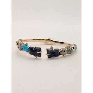 Alexis Bittar Multi Stoned Hinge Cuff Bracelet with Lapis, Turquoise, & Hematite